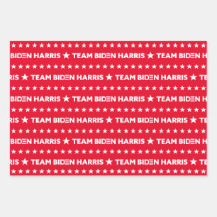 Team Biden Harris White Stars Pattern Custom Red Inpakpapier Vel