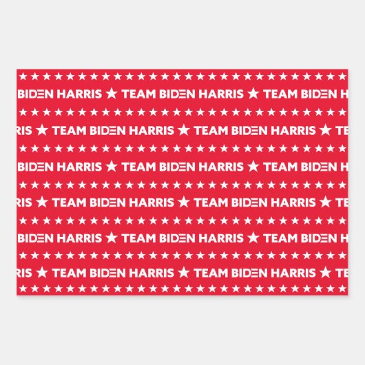 Team Biden Harris White Stars Pattern Custom Red Inpakpapier Vel (Voorkant 3)