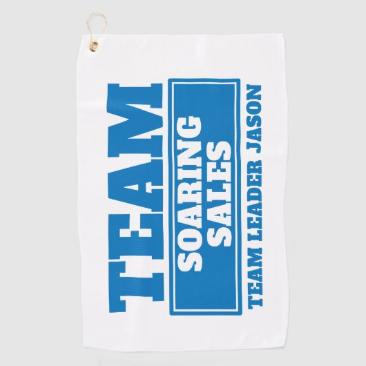 Team blauwe aangepaste naam golf team building eve golfhanddoek (Voorkant)