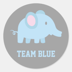 Team Blue, Baby Boy Olifant, Geslacht onthullen Pa Ronde Sticker