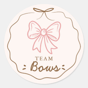 Team Bows Gender Reveal Stemmen Ronde Sticker