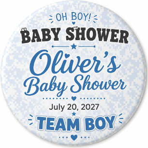 Team Boy Baby Shower Knopen Ronde Button 6,0 Cm