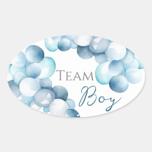 Team Boy Blue Arc Waterverf Geslacht onthullen Ovale Sticker