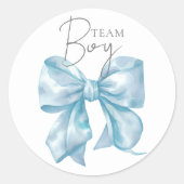 Team Boy Blue Bow Gender Reveal Sticker (Voorkant)