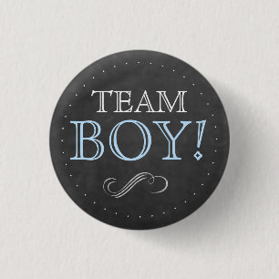 Team Boy Blue Chalkboard Baby shower Small Ronde Button 3,2 Cm