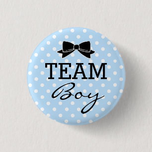 Team Boy Blue Polka Dots Baby shower Ronde Button 3,2 Cm