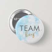 Team Boy Blue Waterverf Glitter Gender onthulling Ronde Button 5,7 Cm (Voorkant /achterkant)