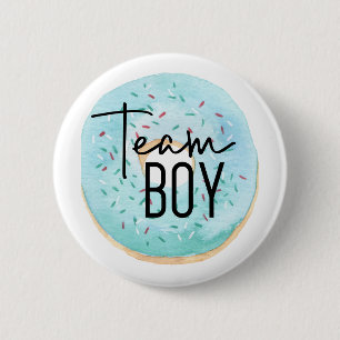 Team Boy Donut Theme Geslacht onthullen Pin Ronde Button 5,7 Cm