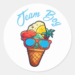 Team Boy Gender onthulling party Vote Ice Cream Ronde Sticker
