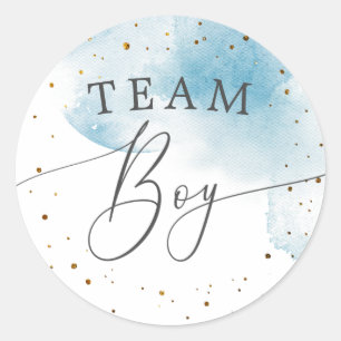 Team Boy Geslacht onthullen Waterverf Blauw Stemmi Ronde Sticker