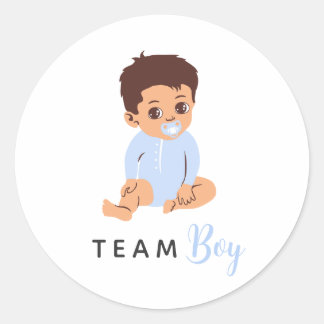 Team Boy Geslacht Reveal Blauwe Fopspeen Baby Stic Ronde Sticker