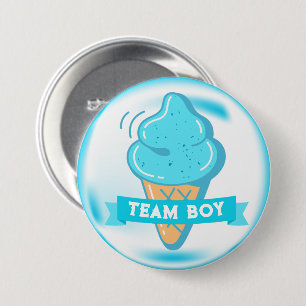 Team Boy Ice Cream Geslacht onthullen Ronde Button 7,6 Cm