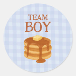 Team Boy Little Pancake Brunch Theme Gender Reveal Ronde Sticker