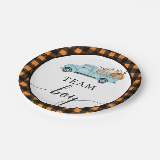 Team Boy Pompoen Vrachtwagen Papier Borden Papieren Bordje (Gekanteld)