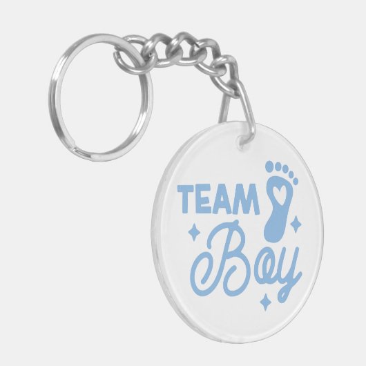 Team Boy Schattige Boy Baby shower Acryl Sleutelha Sleutelhanger (Voorkant Links)