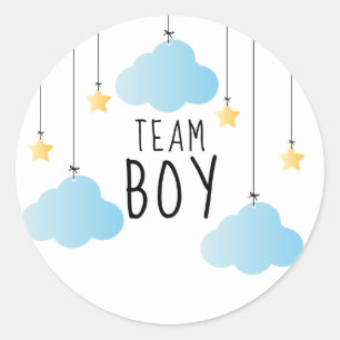 Team Boy Stars Blauwe Wolken Geslacht Onthullen St Ronde Sticker