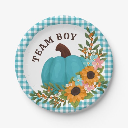 Team Boy Zonnebloemen Little Pumpkin Geslacht Onth Papieren Bordje (Voorkant)