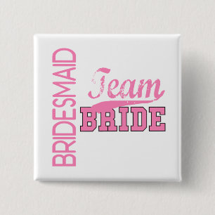 Team Bride 1 BRIDESMAID Vierkante Button 5,1 Cm