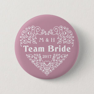 Team Bride aangepaste monogrammen & de trouwknopen Ronde Button 5,7 Cm