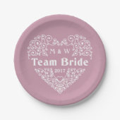 Team Bride aangepaste monogrammen en jaarpapier bo Papieren Bordje (Voorkant)