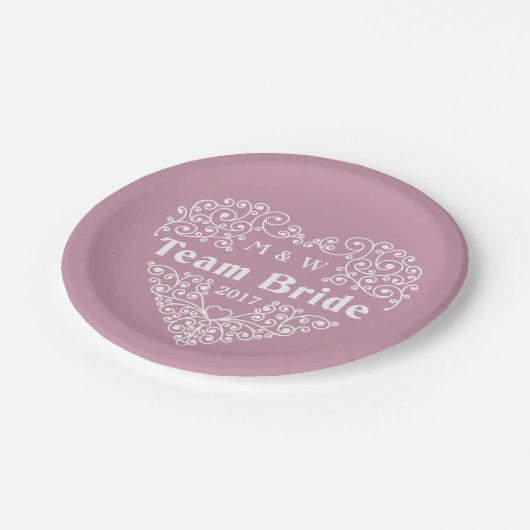 Team Bride aangepaste monogrammen en jaarpapier bo Papieren Bordje (Gekanteld)