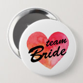 Team Bride Badge | waterverf hart Ronde Button 4,0 Cm (Voorkant /achterkant)