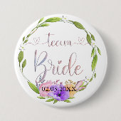 Team Bride. Blumen Kranz Button (Voorkant)
