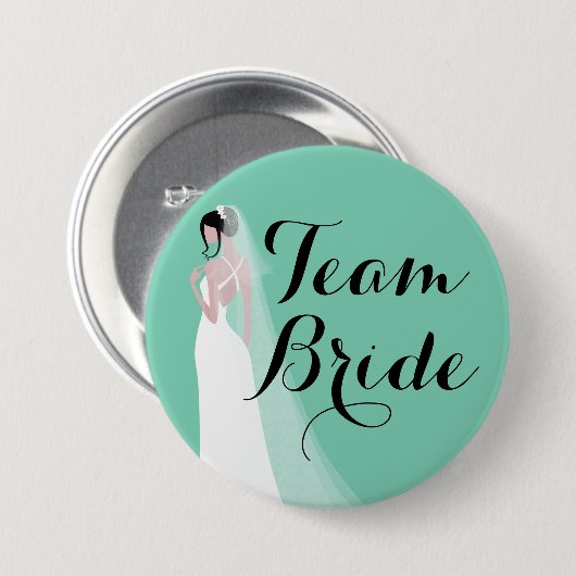 Team Bride Brunette Bride Ronde Button 7,6 Cm (Voorkant /achterkant)