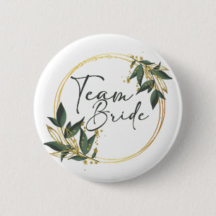 Team Bride Button met gouden inscriptie