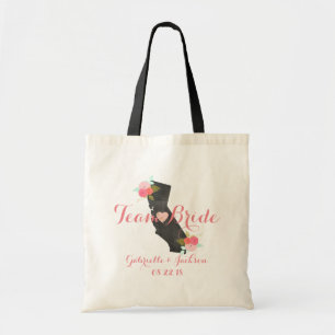 Team Bride California State Wedding Bruidsmeisje Tote Bag
