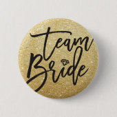 Team Bride Diamond Bridal Chic Gold Glitter Ronde Button 5,7 Cm (Voorkant)