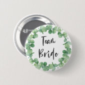Team Bride Eucalyptus Wreath Sage Green Wedding Ronde Button 5,7 Cm (Voorkant /achterkant)