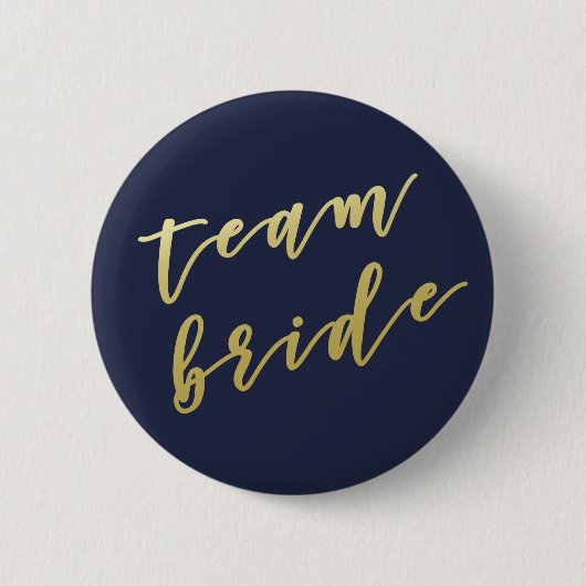 Team Bride | Faux Gold Script White Ronde Button 5,7 Cm (Voorkant)