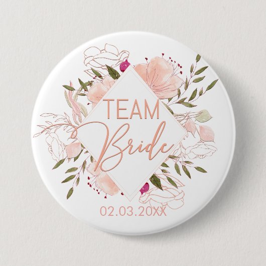 TEAM BRIDE FLORAL RONDE BUTTON 7,6 CM (Voorkant)
