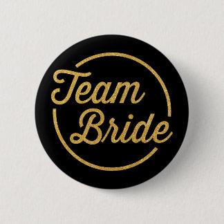 {Team Bride} Glittery Gold Ronde Button 5,7 Cm