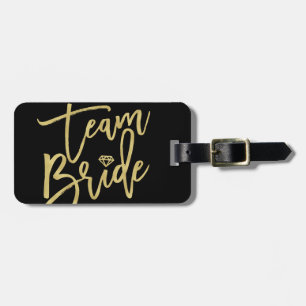 Team Bride Gold Diamond Bridal Party Bagagelabel