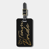 Team Bride - Gold faux foil bagagelabel (Voorkant verticaal)