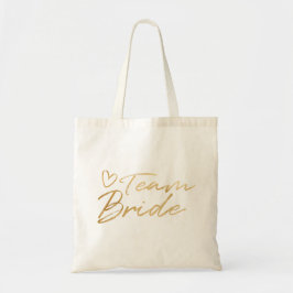 Team Bride - Gold faux foil canvas tas