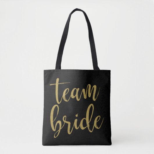 Team Bride Gold Glitter Bruidsmeisje Bachelorette Draagtas (Voorkant)