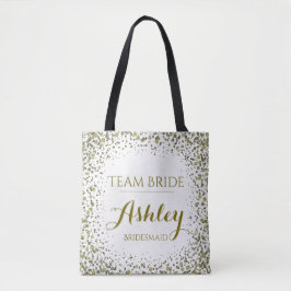 Team Bride Gold Glitter Confetti Stippen Draagtas