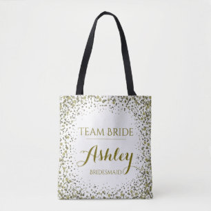 Team Bride Gold Glitter Confetti Stippen Draagtas