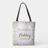Team Bride Gold Glitter Confetti Stippen Draagtas (Achterkant)