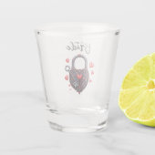 Team Bride Goth Heart Lock and Key Shot Glas (Achterkant)