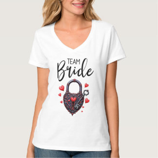 Team Bride Goth Heart Lock and Key T-shirt