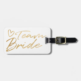 Team Bride - Gouden faux folie bagagelabel