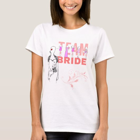 Team Bride grappig, elegant, roze T-shirt (Voorkant)