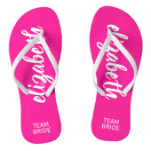 Team Bride Hot Pink en White Persoonlijk Teenslippers (Voetbed)