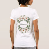 Team Bride Magnolia Winter Wedding Pine Tree T-shirt (Achterkant)
