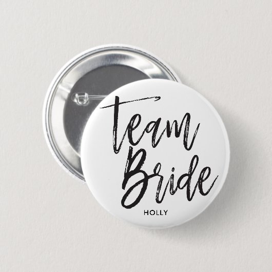 Team Bride | Manuscript Black Ronde Button 5,7 Cm (Voorkant /achterkant)