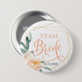 Team Bride. Modern Blumen Geometrik Button (Voorkant /achterkant)